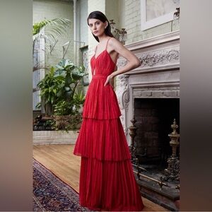 AMUR Red Tiered Maxi Dress